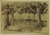 1914 - Muro con alberi ai lati e case sullo sfondo